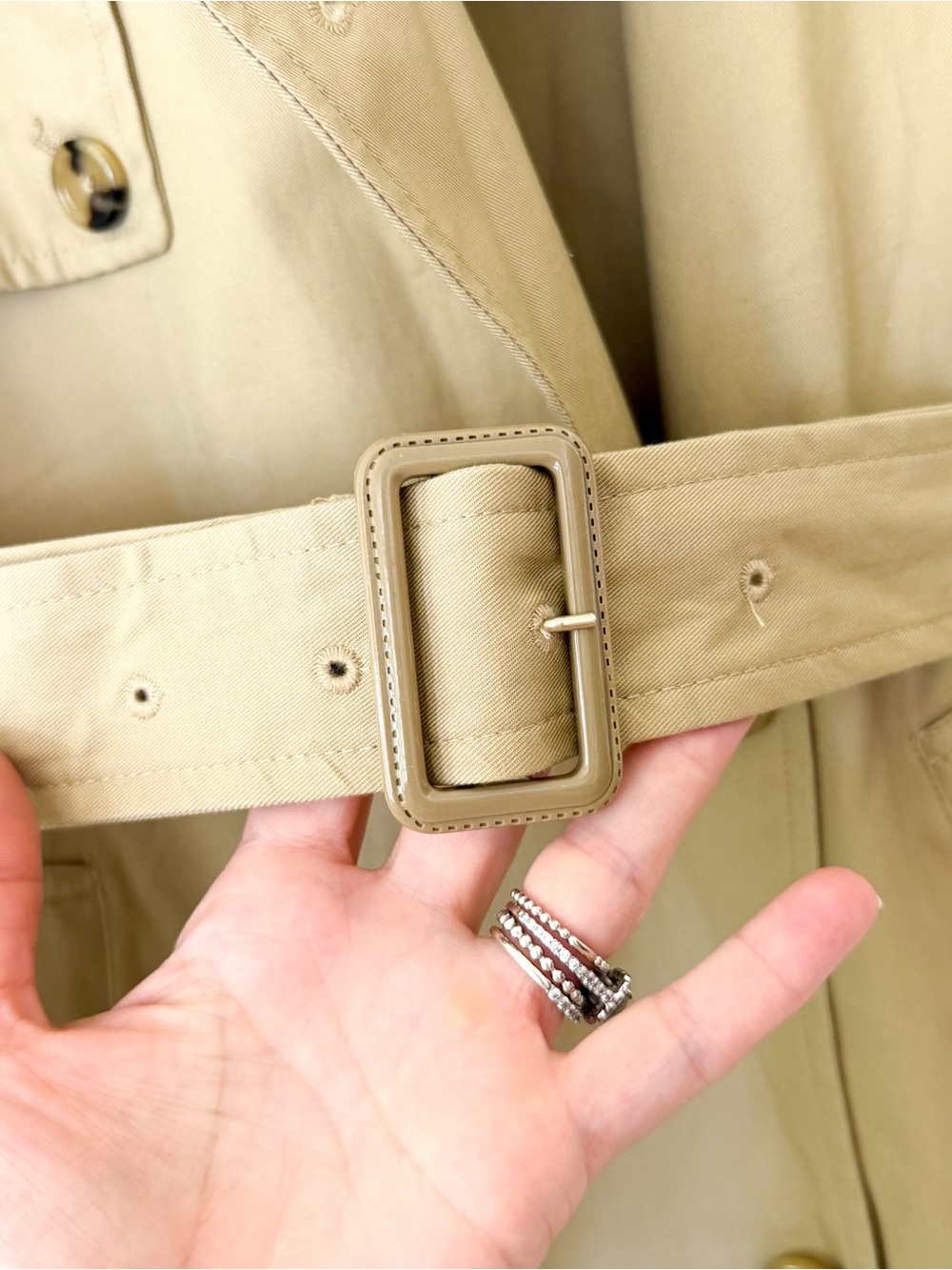 Mango Classic Double Breasted Belted Longline Trench Coat in Beige - Picture 11 of 16